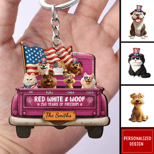 Red White Woof 250 Years Of Freedom - Personalized Acrylic Keychain