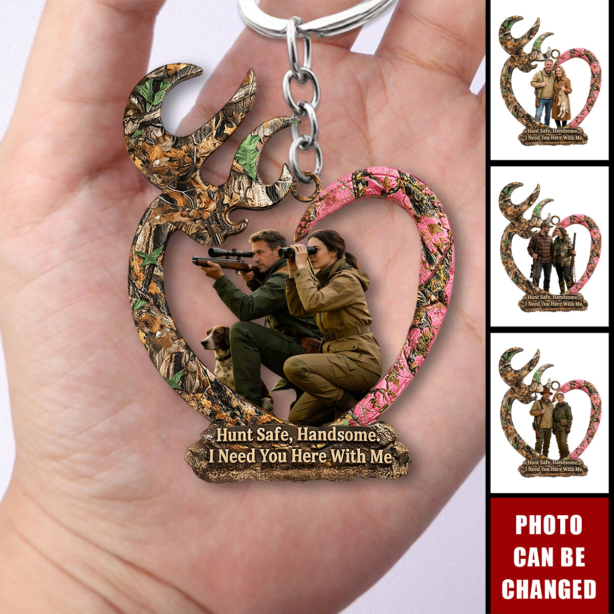 Couple Hunting Custom Photo Acrylic Keychain - Gifts For Couple