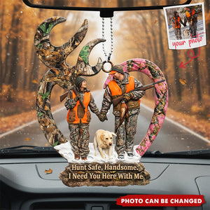 Couple Hunting Custom Photo Car Hanging Ornament - Gifts For Couple