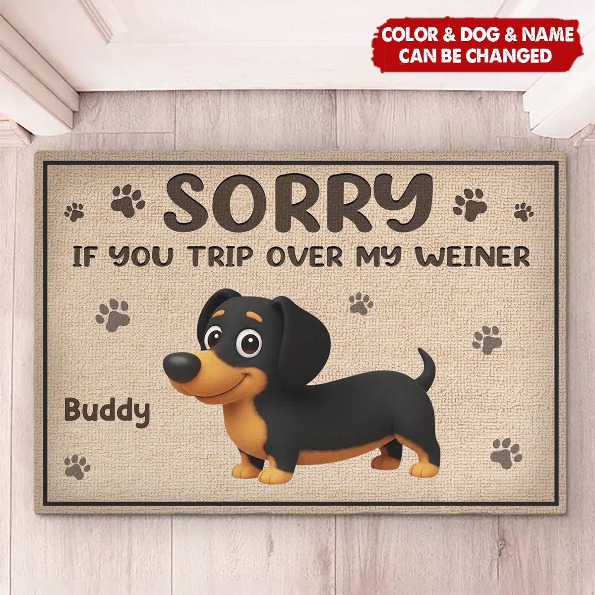 Dachshund Home Decor Decorative Mat - Personalized Birthday Gifts For Dog Lovers, Dog Dad And Mom - Weiner Dogs On Duty