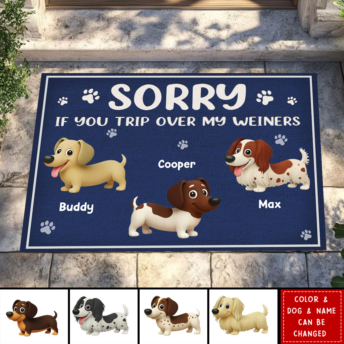 Dachshund Home Decor Decorative Mat - Personalized Birthday Gifts For Dog Lovers, Dog Dad And Mom - Weiner Dogs On Duty