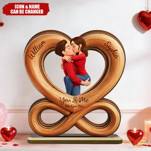 Forever Us Infinity Love - Personalized 2-Layered Wooden Plaque - Anniversary, Valentine's Day Gift