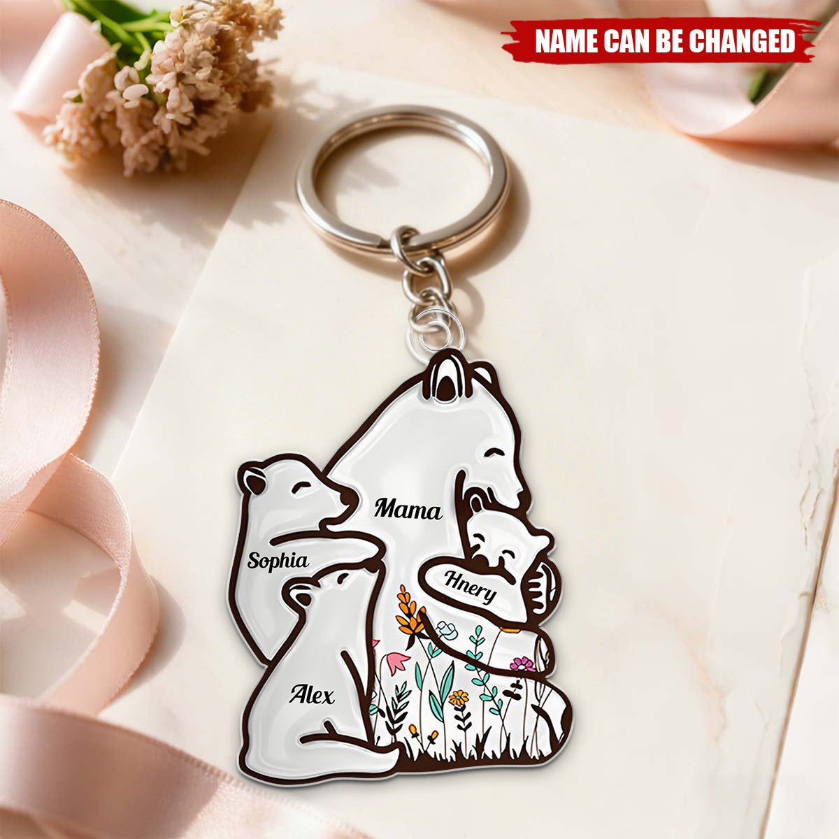 Mama Bear - Personalized Mother Custom Shaped Keychain