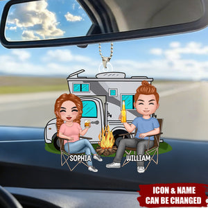 Doll Couple Camping Gift Personalized Acrylic Car Ornament