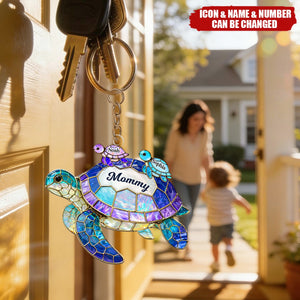 Mom Grandma Sea Turtle - Personalized Acrylic Keychain - Mother's Day Gift for Her