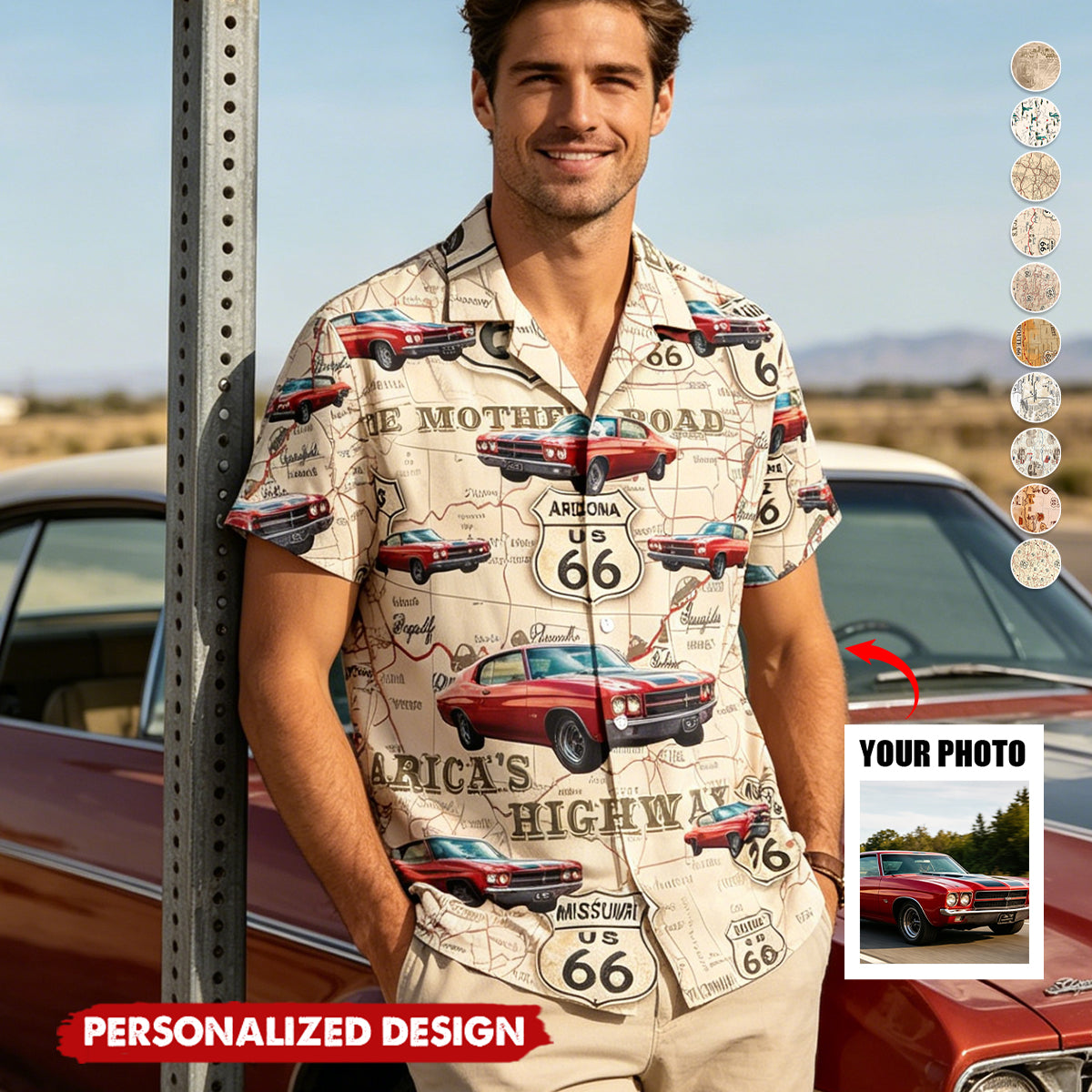This Is How I Roll - Custom Car Photo Route 66 Vintage Hawaiian Shirt
