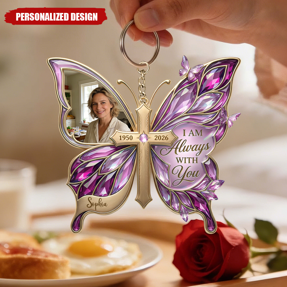 Custom Photo Loving Memory Butterfly Keychain - Personalized Gifts For Loved Ones