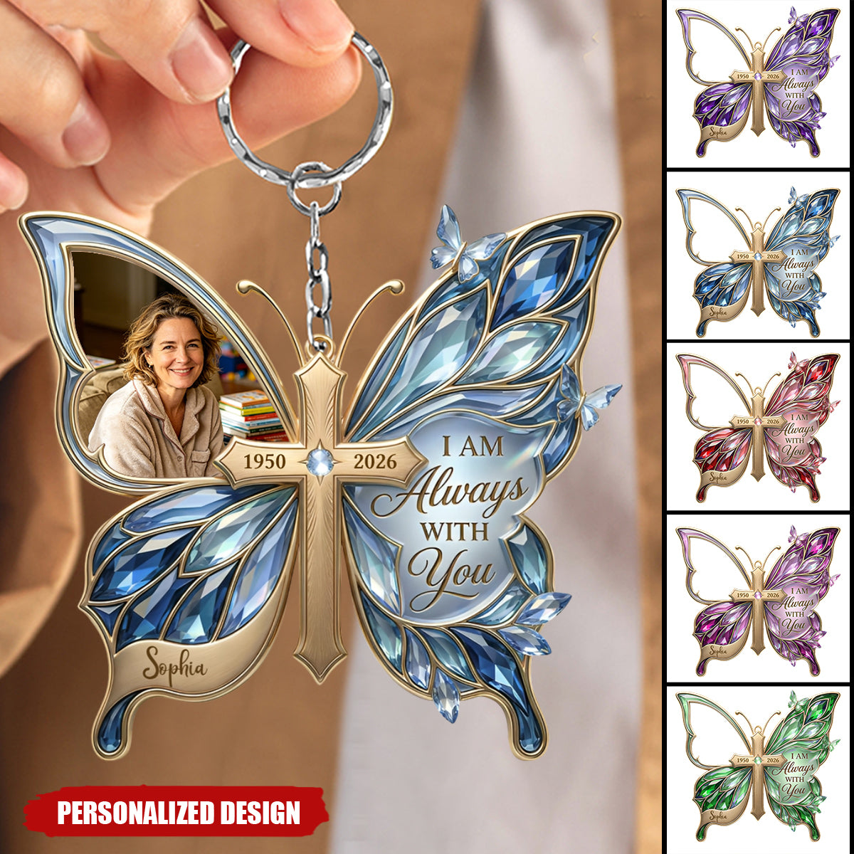 Custom Photo Loving Memory Butterfly Keychain - Personalized Gifts For Loved Ones