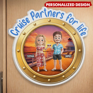 Custom Cruise Ship Door Magnet - Personalized Summer Vacation And Travel Gifts For Husband And Wife, Him And Her - Together Is My Favorite Place