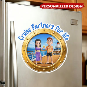 Custom Cruise Ship Door Magnet - Personalized Summer Vacation And Travel Gifts For Husband And Wife, Him And Her - Together Is My Favorite Place