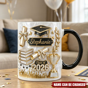 Custom Name Graduation Coffee Mug, Grads Gift For Daughter From Mom Dad, Class Of 2026, Graduation Mug Gift For Her