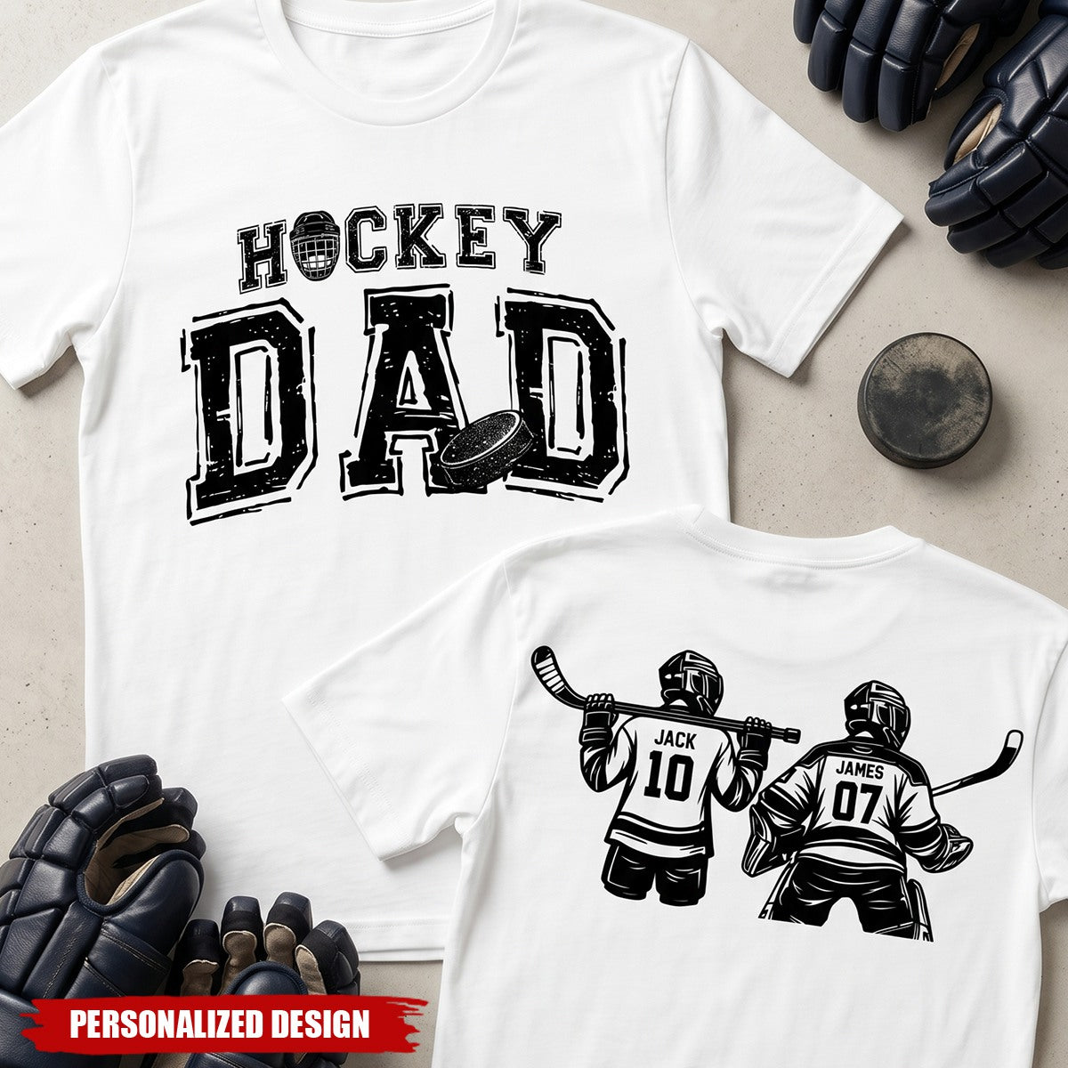 Father's Day Gifts, Hockey Dad, Daddy, Grandpa - Personalized Shirt