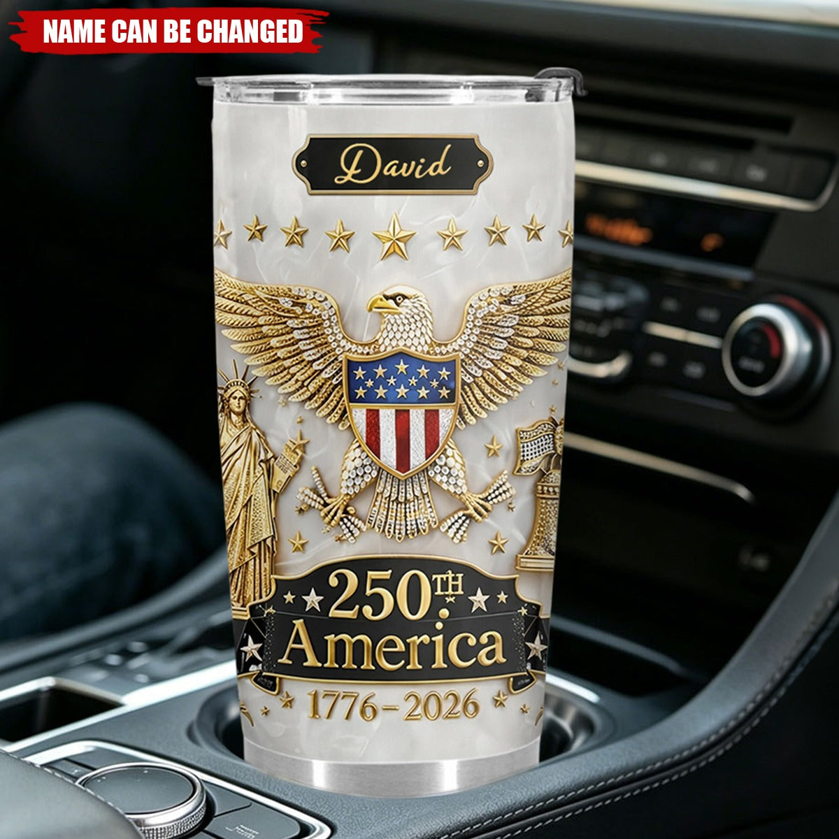 Personalized 250th America Tumbler, 1776-2026 Patriotic Independence Day Gift