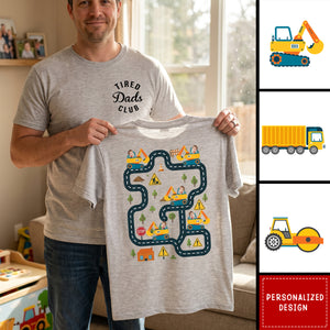 Tired Dads Club Construction Car Track Massage Funny Father Day Gifts For Dad - Personalized Shirt