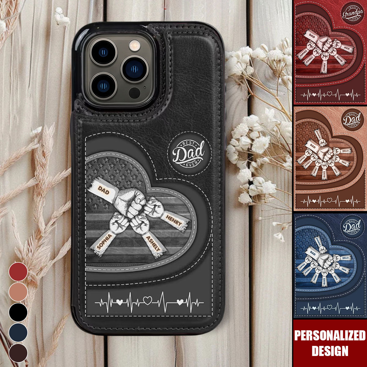 Best Dad Ever Fist Bump Dad & Kids - Personalized Phone Case