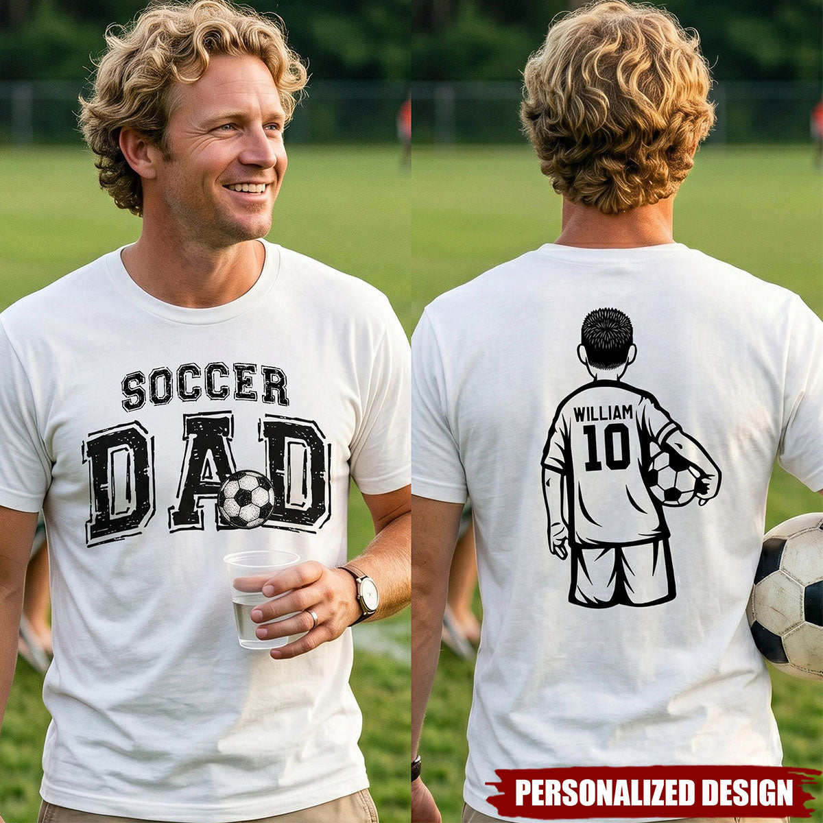 Father's Day Gifts, Soccer Dad, Daddy, Grandpa - Personalized Shirt