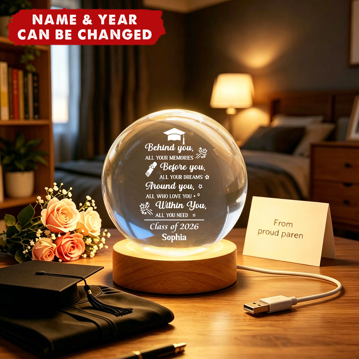 Before You All Your Dreams Graduation - Personalized Crystal Ball LED Night Light