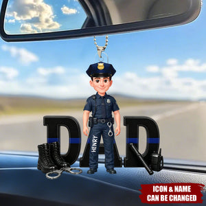 Proud American Police Officer Dad - Personalized Acrylic Car Ornament