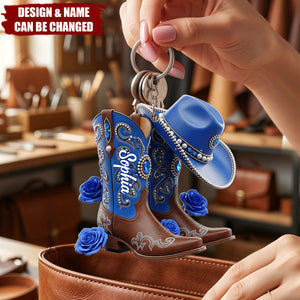Cowgirl Boots - Personalized Cowgirl Acrylic Keychain