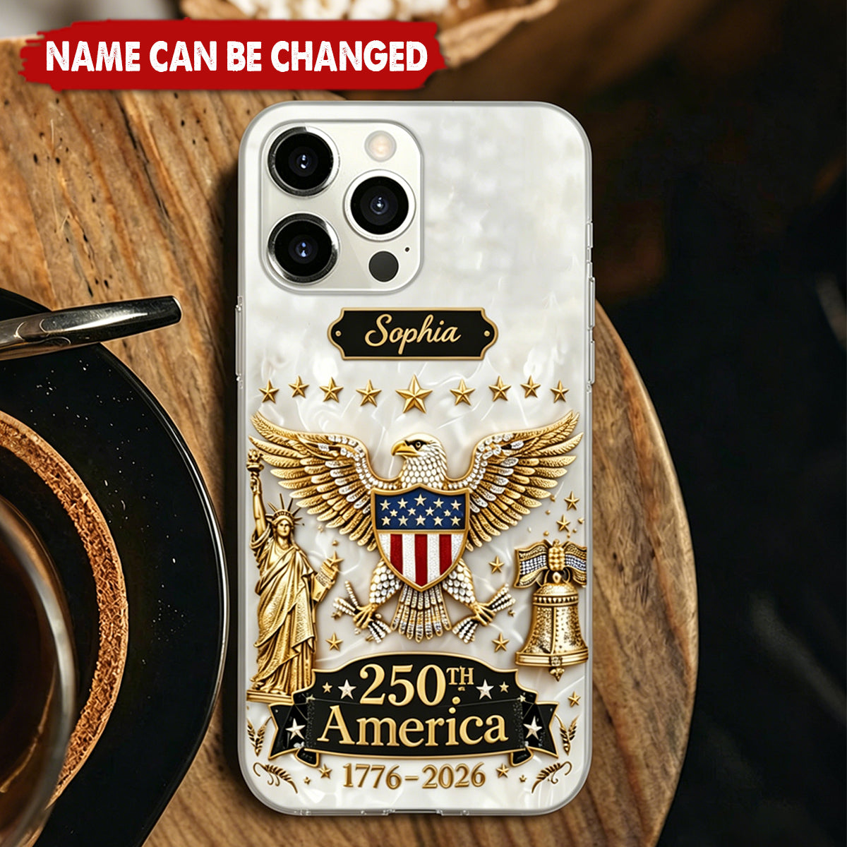 Personalized 250th America Phone Case, 1776-2026 Patriotic Independence Day Gift