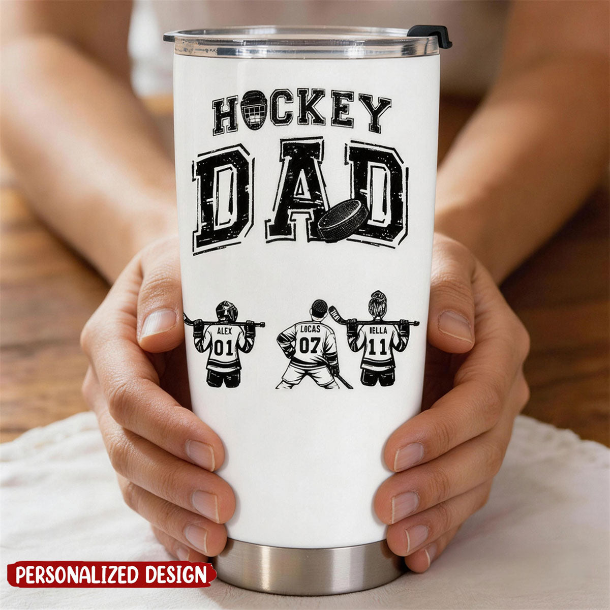 Father's Day Gifts, Custom Hockey Father, Grandpa - Personalized Tumbler