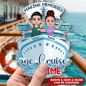 Making Memories One Cruise At A Time Happy Couple - Personalized Cruise Ship Door Magnet - Cruise Trip Keepsake