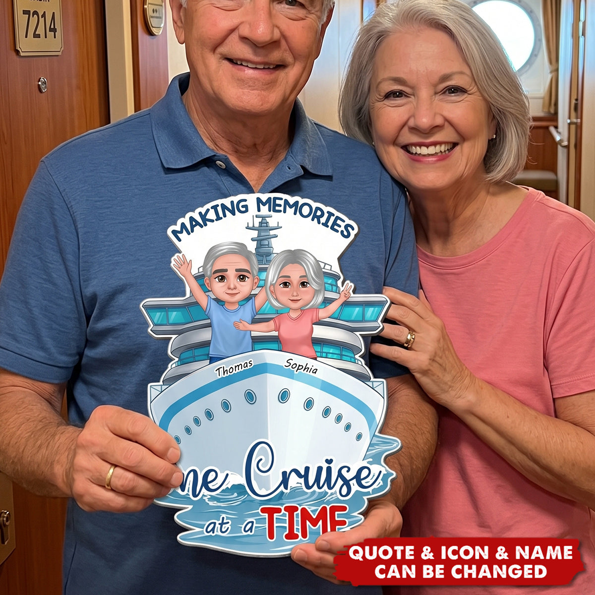 Making Memories One Cruise At A Time Happy Couple - Personalized Cruise Ship Door Magnet - Cruise Trip Keepsake