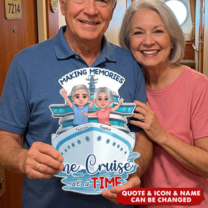 Making Memories One Cruise At A Time Happy Couple - Personalized Cruise Ship Door Magnet - Cruise Trip Keepsake
