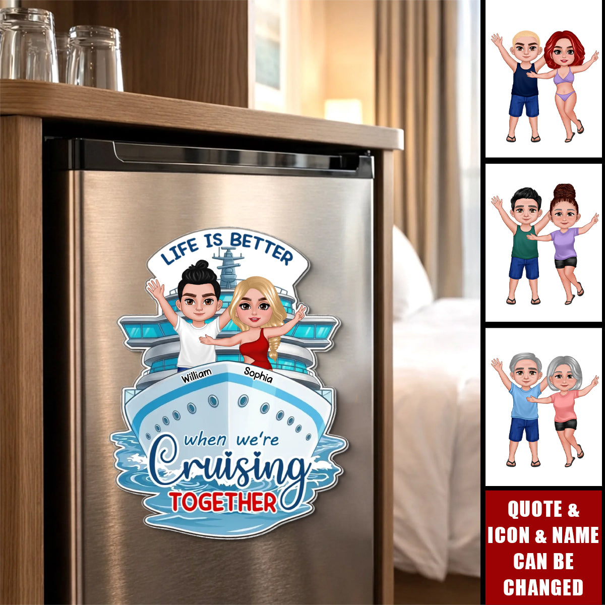 Making Memories One Cruise At A Time Happy Couple - Personalized Cruise Ship Door Magnet - Cruise Trip Keepsake