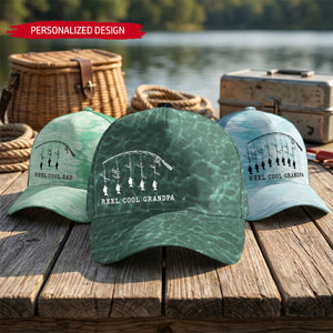Father's Day Gifts, Reel Cool Dad, Grandpa - Personalized Cap