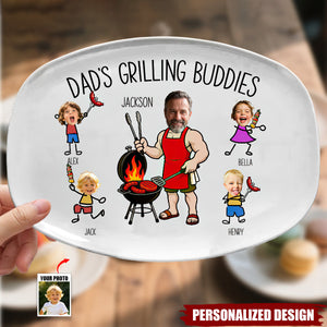 Father's Day Gifts, Dad's Grilling Buddies Father's Day Gift For Daddy, Husband, Grandpa - Personalized Platter