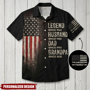 Father's Day Gifts, Legend, Husband, Dad And Grandpa Custom Family Name - Personalized Hawaiian Shirt