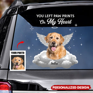 You Let Paw Prints on My Heart Personalized Memorial Car Window Decal Sticker