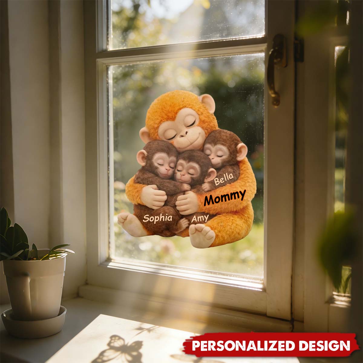 Custom Mother Monkey & Children Car Window Decal Sticker Mother's Day Gifts For Wife, Mom