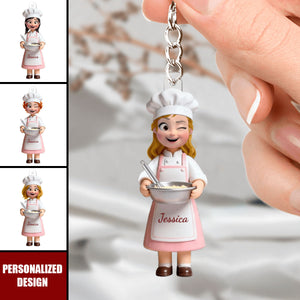 Personalized Baking Girl Acrylic Keychain - Heartfelt Gift Baking Lovers