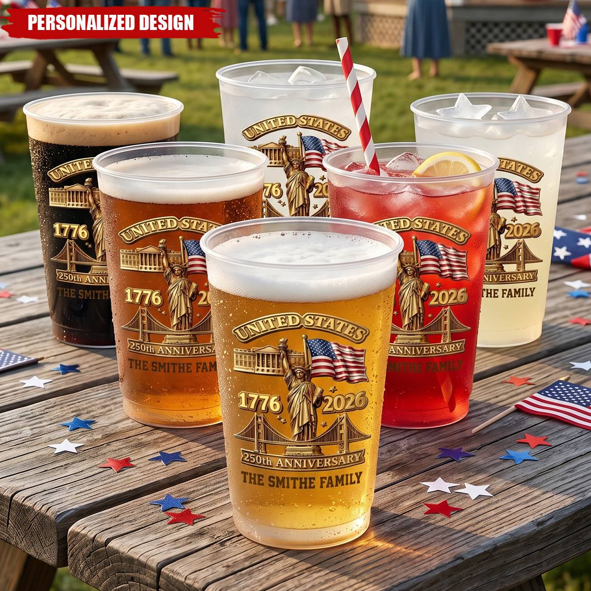250th Anniversary USA Patriotic - Personalized Cups
