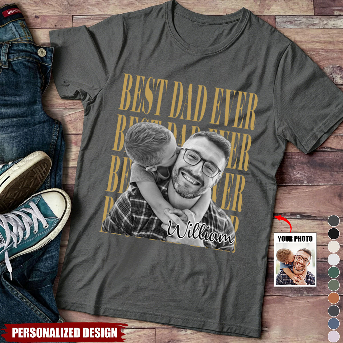 Best Dad Ever - Vintage Photo - Personalized Shirt For Dad, Grandpa
