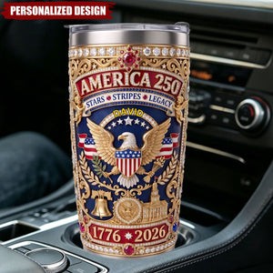 Custom Patriotic 250 USA Tumbler - Personalized Independence Day Gifts