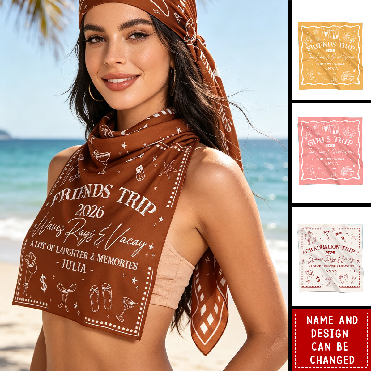 Girls Trip Besties Summer Bachelorette Bandana - Personalized Scarf