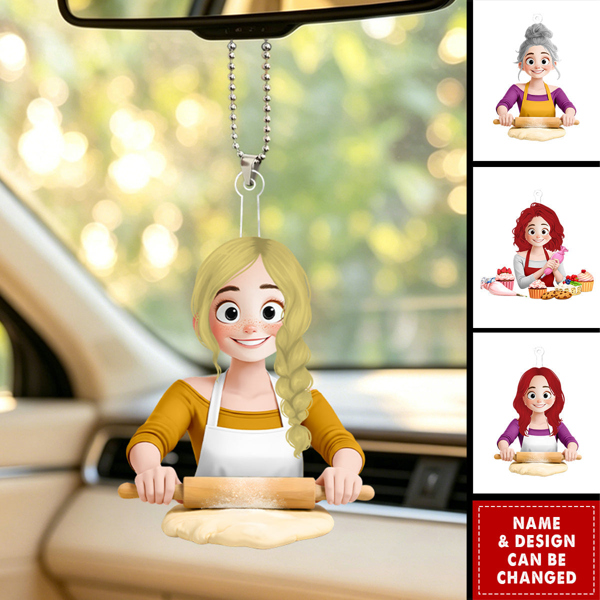 Mom & Grandma Baking Lovers - Personalized Acrylic Car Ornament