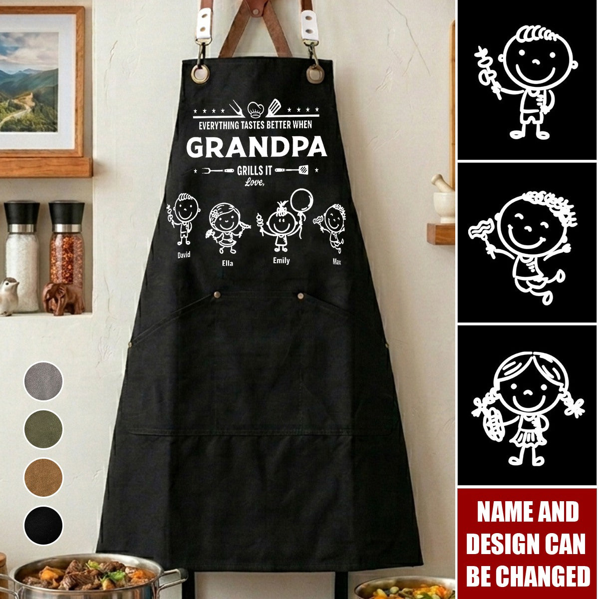 Father's Day gift: Food baked by Dad and Grandpa tastes even better—personalized apron.