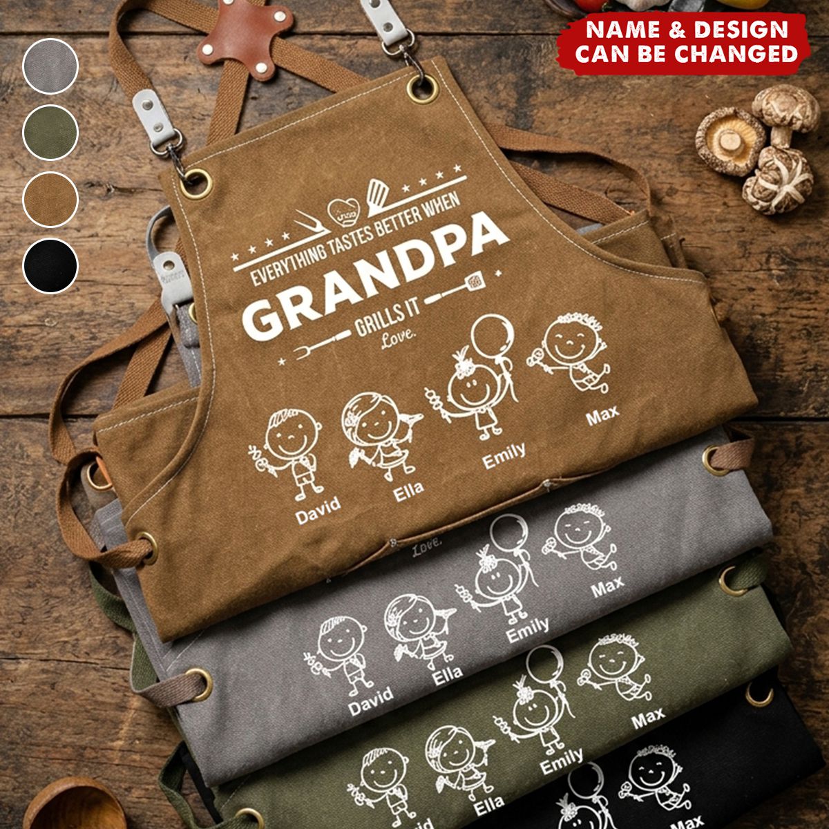 Father's Day gift: Food baked by Dad and Grandpa tastes even better—personalized apron.