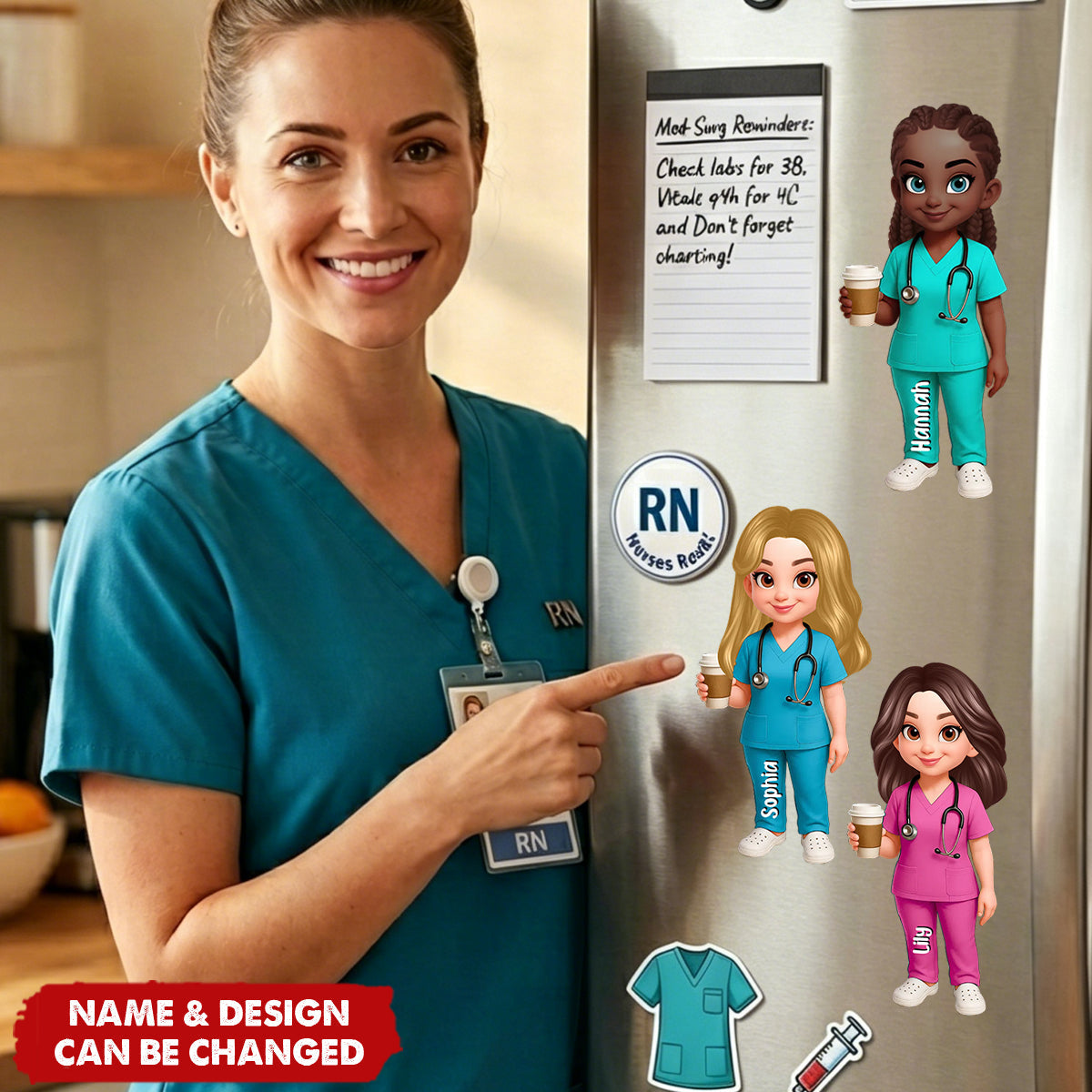 Proud Nurse - Personalized Acrylic Magnet - Gift For Colleagues, Nurse Besties
