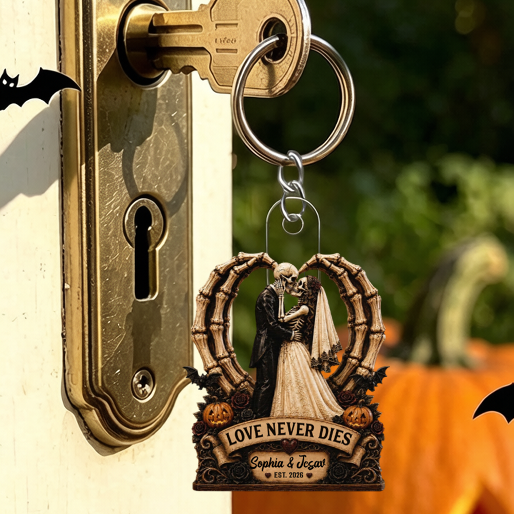 Till Death Do Us Part Skeleton Couple Heart Bone - Personalized  Acrylic Keychain - Halloween Decor For Couple
