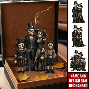 Gothic Skeleton Family - Personalized Acrylic Car Ornament - Halloween Decoration