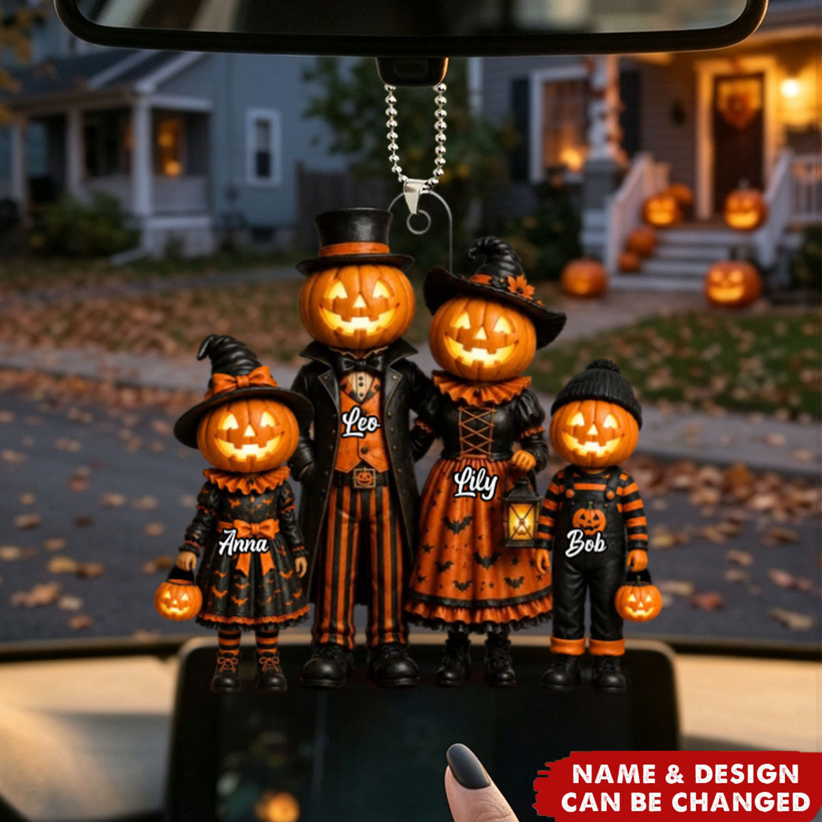 Halloween Jack-o'-lantern Family  - Personalized Acrylic Car Ornament