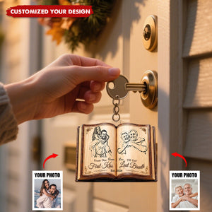 Custom Photo Acrylic Keychain - Personalized Anniversary Wedding Gifts For Husband And Wife - Forever Starts With Us