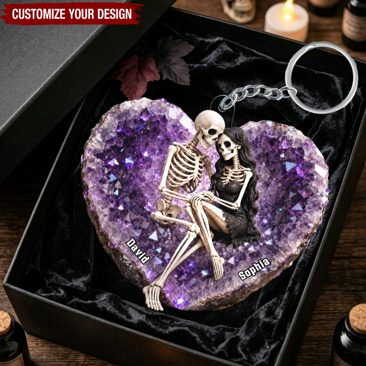 Till Death Do Us Part Skeleton Couple  - Personalized Acrylic Keychain - Halloween Decor Gift, Gift For Couple