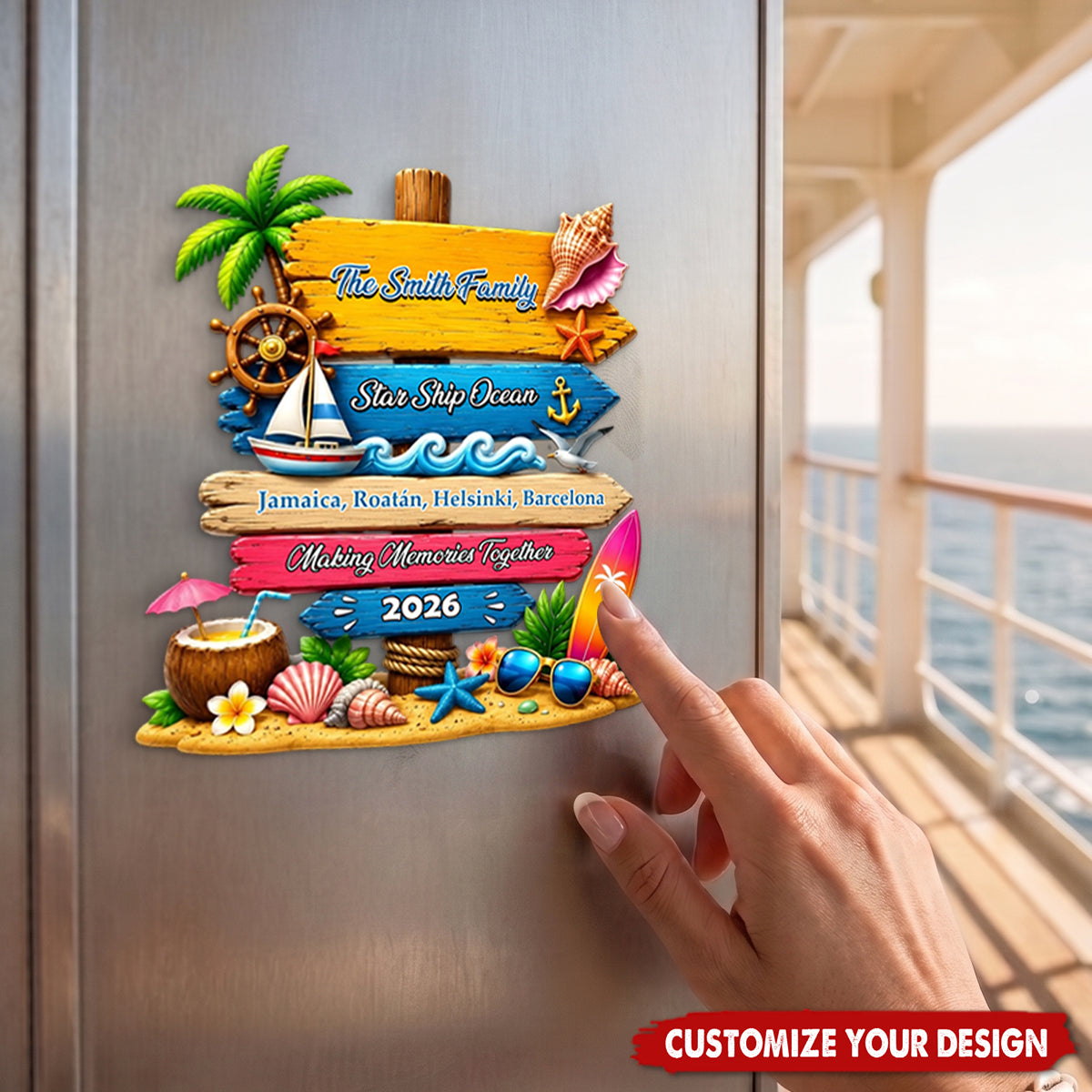 Custom Trip - Cruise Door Signs Stateroom Decor Cruising Family Vacation, Girls Trip - Personalized Magnet