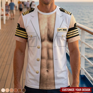 Men & Women 3D Cruise Couple, Captain & First Mate Costume, Funny Vacation Lovers - Personalized Shirt